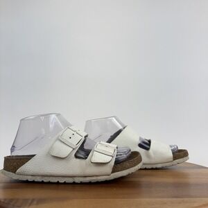 Womens Birkenstock Arizona White Leather Soft Footbed Comfort Sandals Size 37